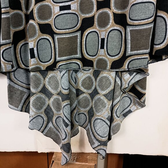 Geometric Patterned Open Front Cardigan By Two Old Bags Size XL - Picture 6 of 7